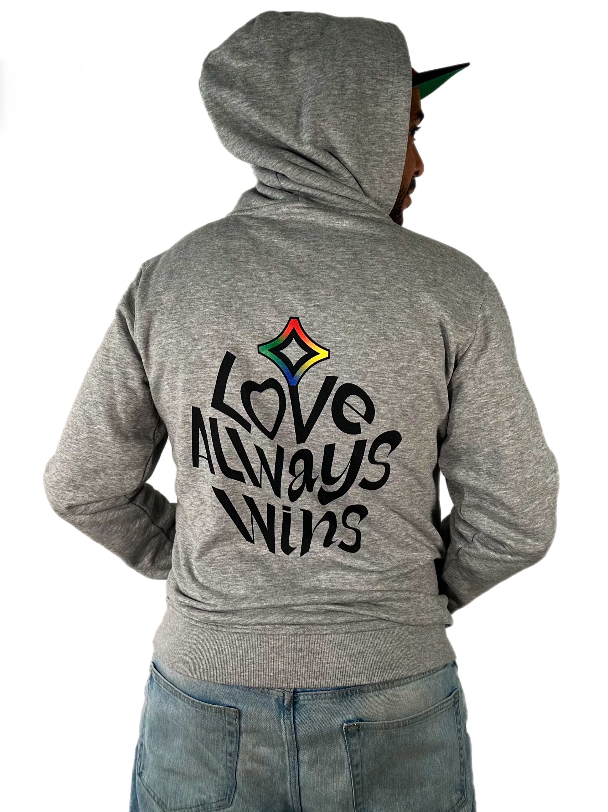 SPORT GREY "LOVE ALWAYS WINS" FULL ZIP HOODIE