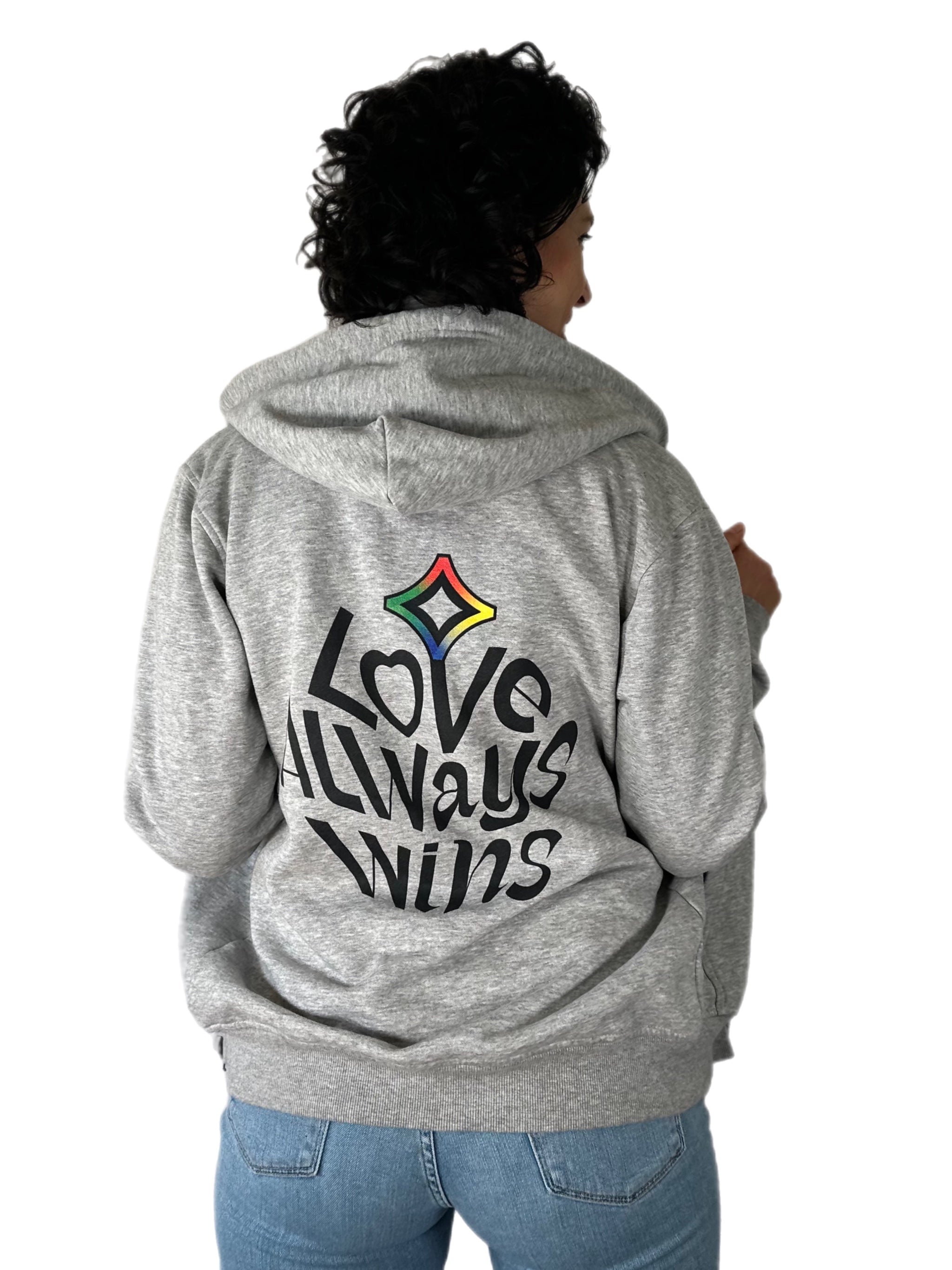 SPORT GREY "LOVE ALWAYS WINS" FULL ZIP HOODIE