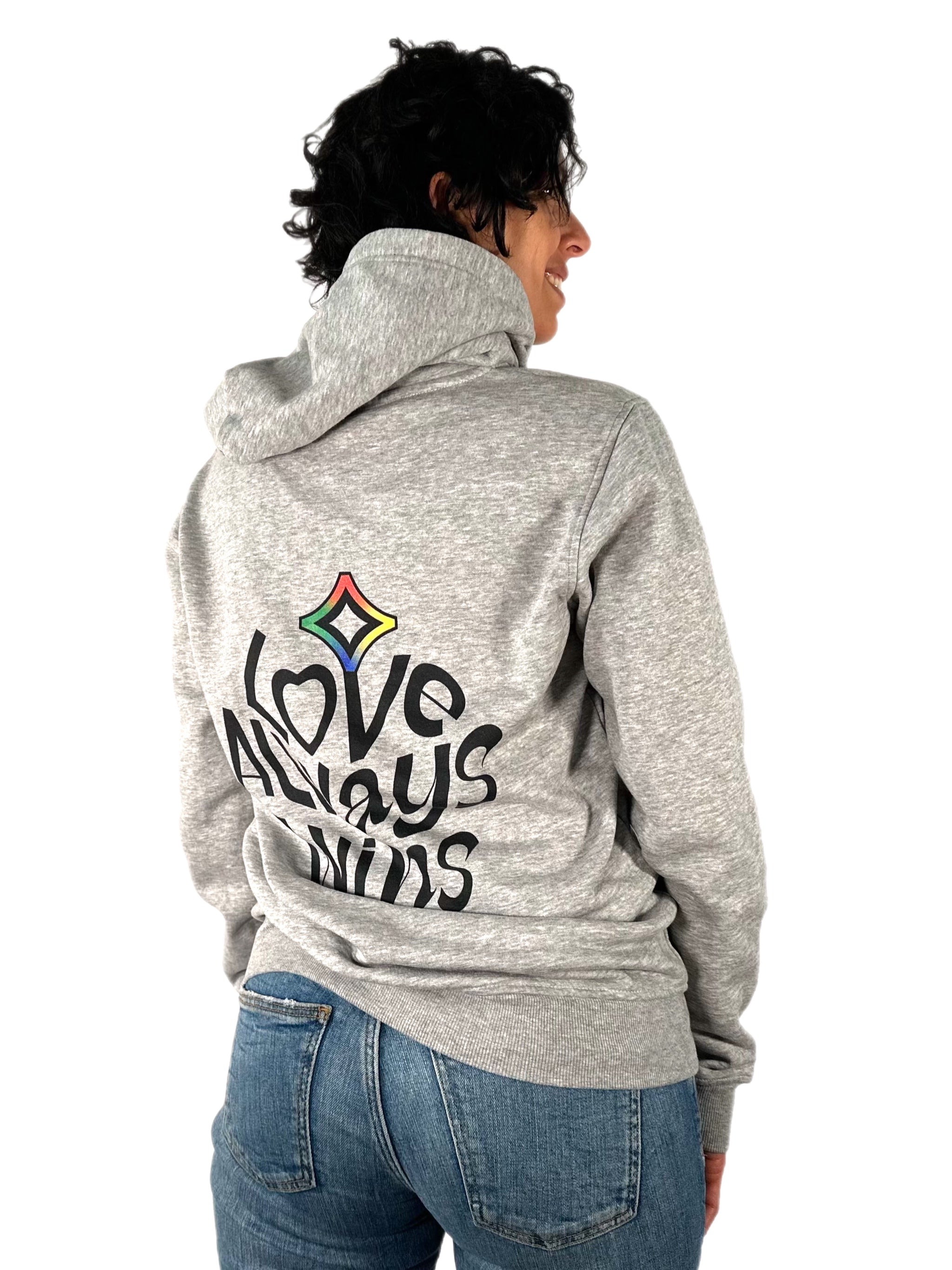 SPORT GREY "LOVE ALWAYS WINS" FULL ZIP HOODIE