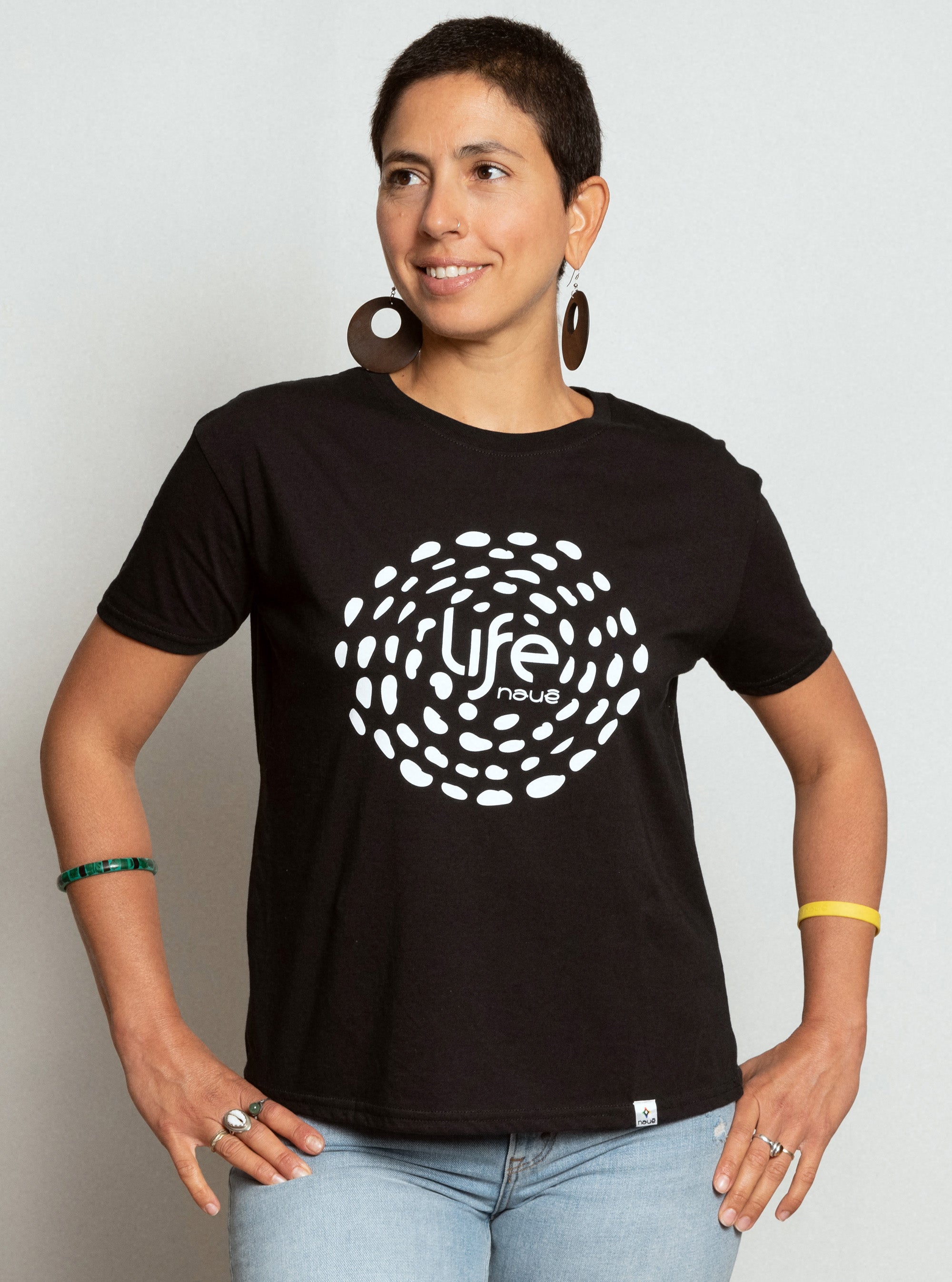 BLACK “LIFE” LADIES BOX-CUT T-SHIRT